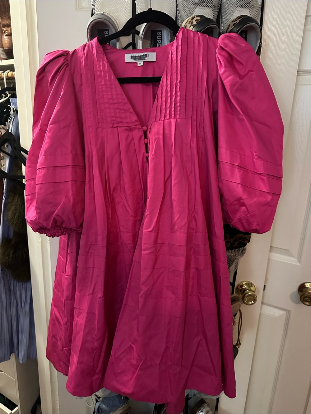 HUNTER BELL Bright Pink Puff-Sleeve Tunic Top